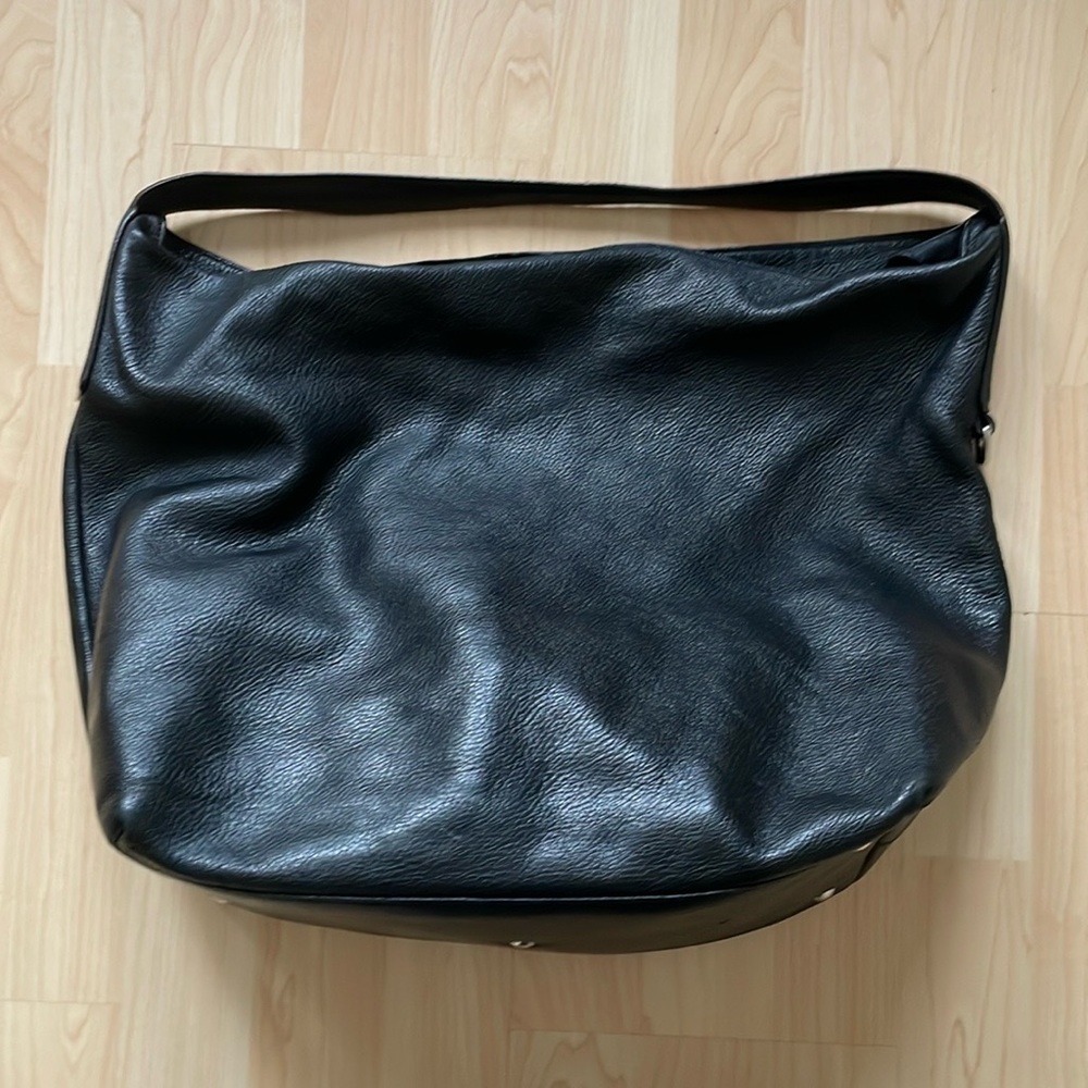 Coccinelle black grained leather shoulder tote bag
